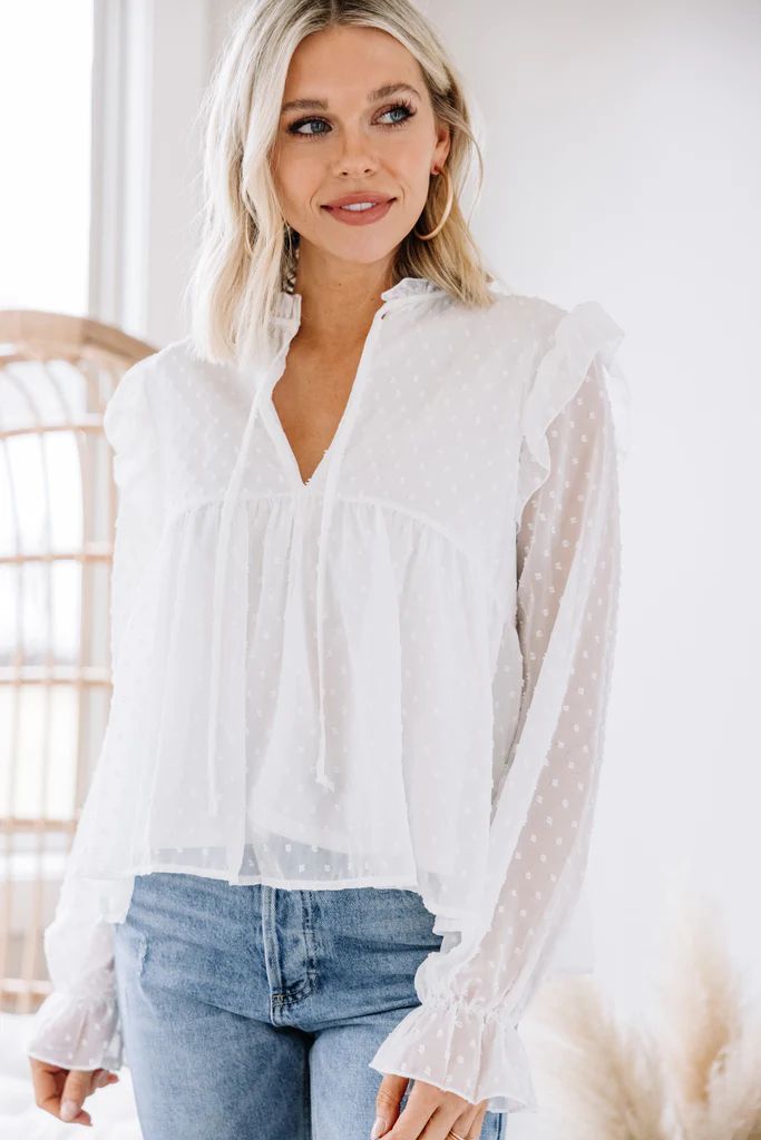 Set You Free Off White Swiss Dot Blouse | The Mint Julep Boutique