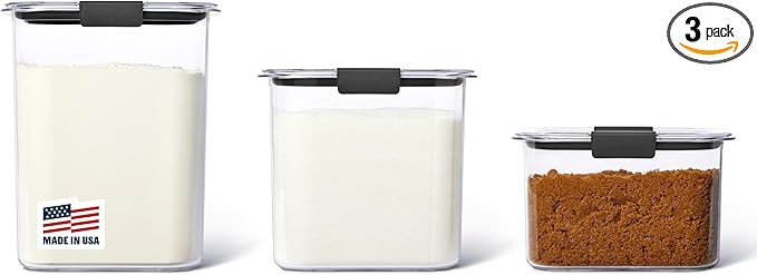 Rubbermaid Brilliance Plastic Food Storage Pantry Baking Set, 3 Containers with Lids (6 Pieces To... | Amazon (US)