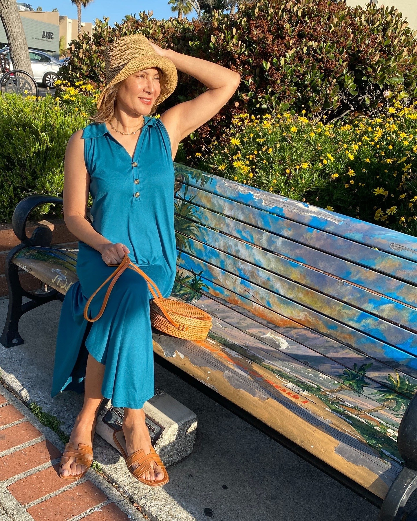 Summer outfit idea! My easy to style dress is so cute and comes in so many pretty prints and colors. Which shade would you choose? I’m wearing size small for reference. 
Styling with my favorite lantern hat, raffia bag and sandals.  If cute gold jewelry is your vibe, save 10% when you use code ChristinaB in my Melinda Maria faves.
#LTKFindsUnder50


#LTKSummerEdit #LTKTravel #LTKOver40