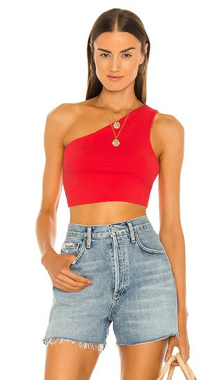 One Shoulder Crop Top in Morello | Revolve Clothing (Global)