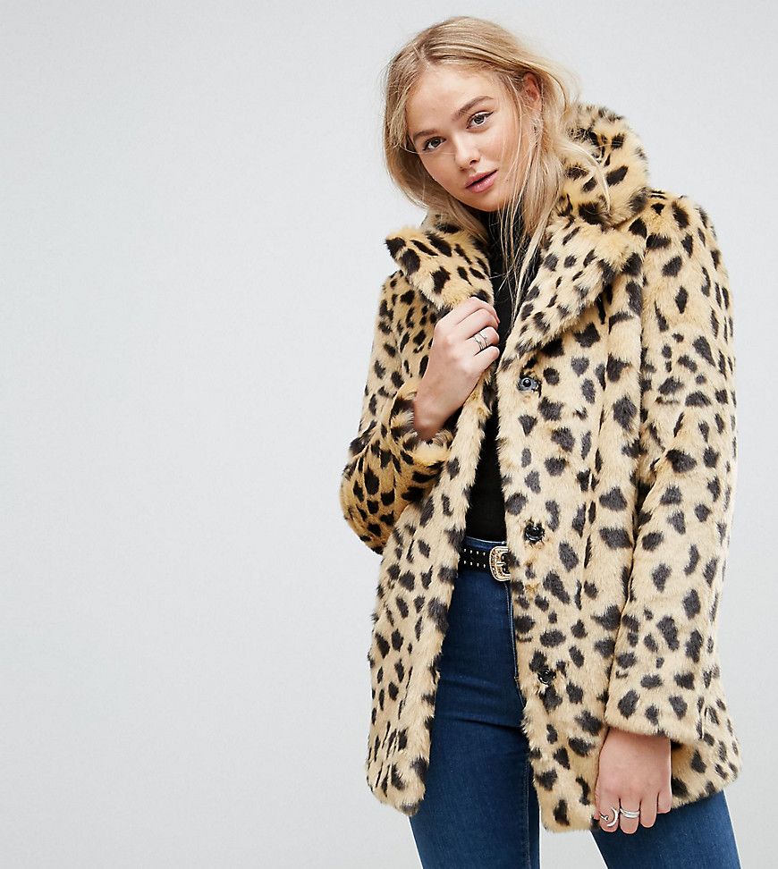 ASOS TALL Faux Fur Coat in Leopard - Multi | ASOS US