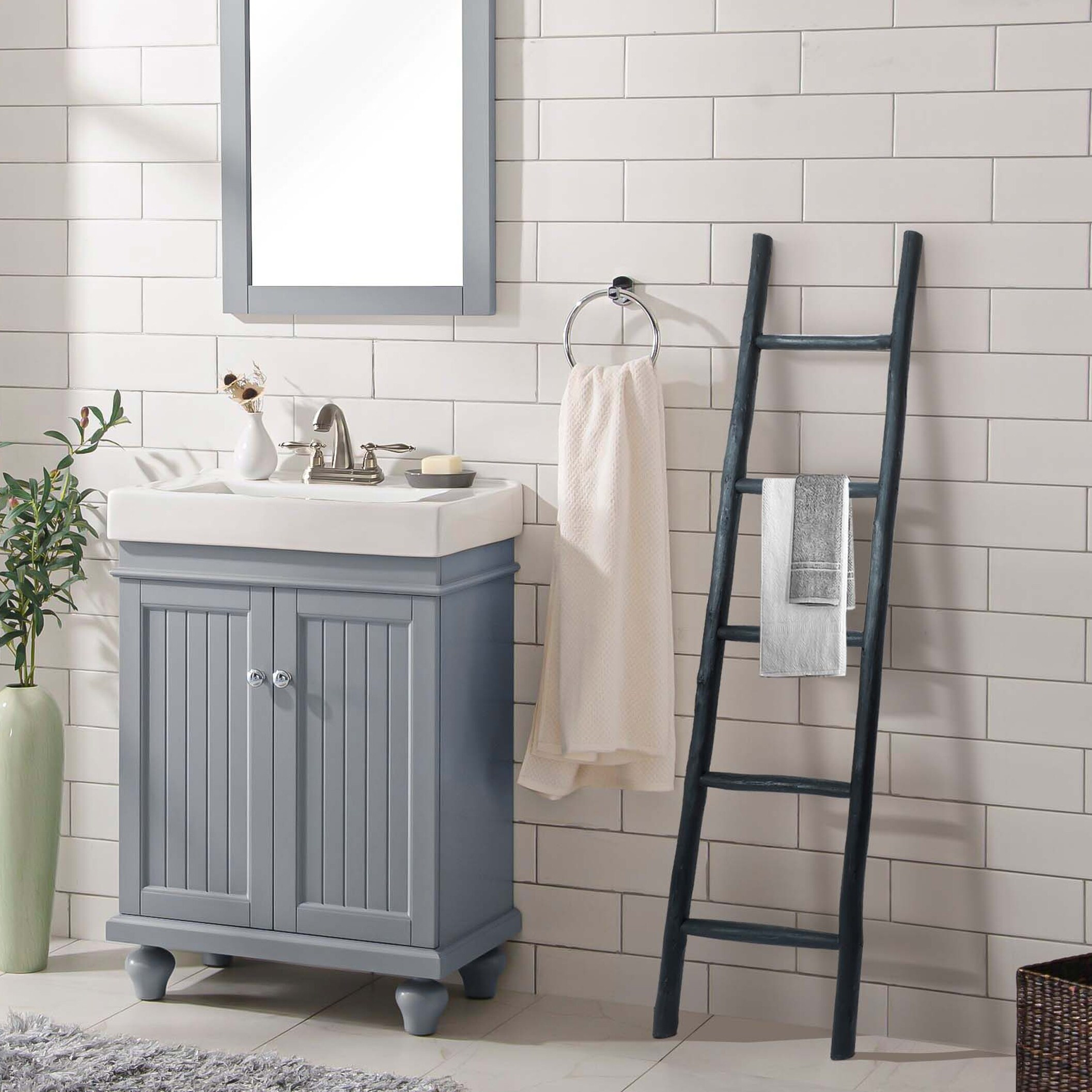 Rustic Black Wood 5-Ft Blanket Ladder - 60" H x 15.94" W x 1.77" D | Bed Bath & Beyond