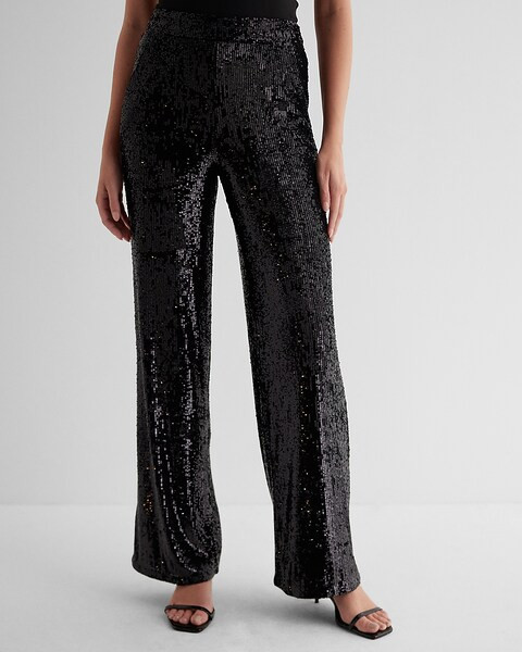 High Waisted Sequin Wide Leg Pant | Express