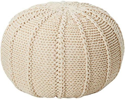 Christopher Knight Home Agatha Knitted Cotton Pouf, Beige | Amazon (US)