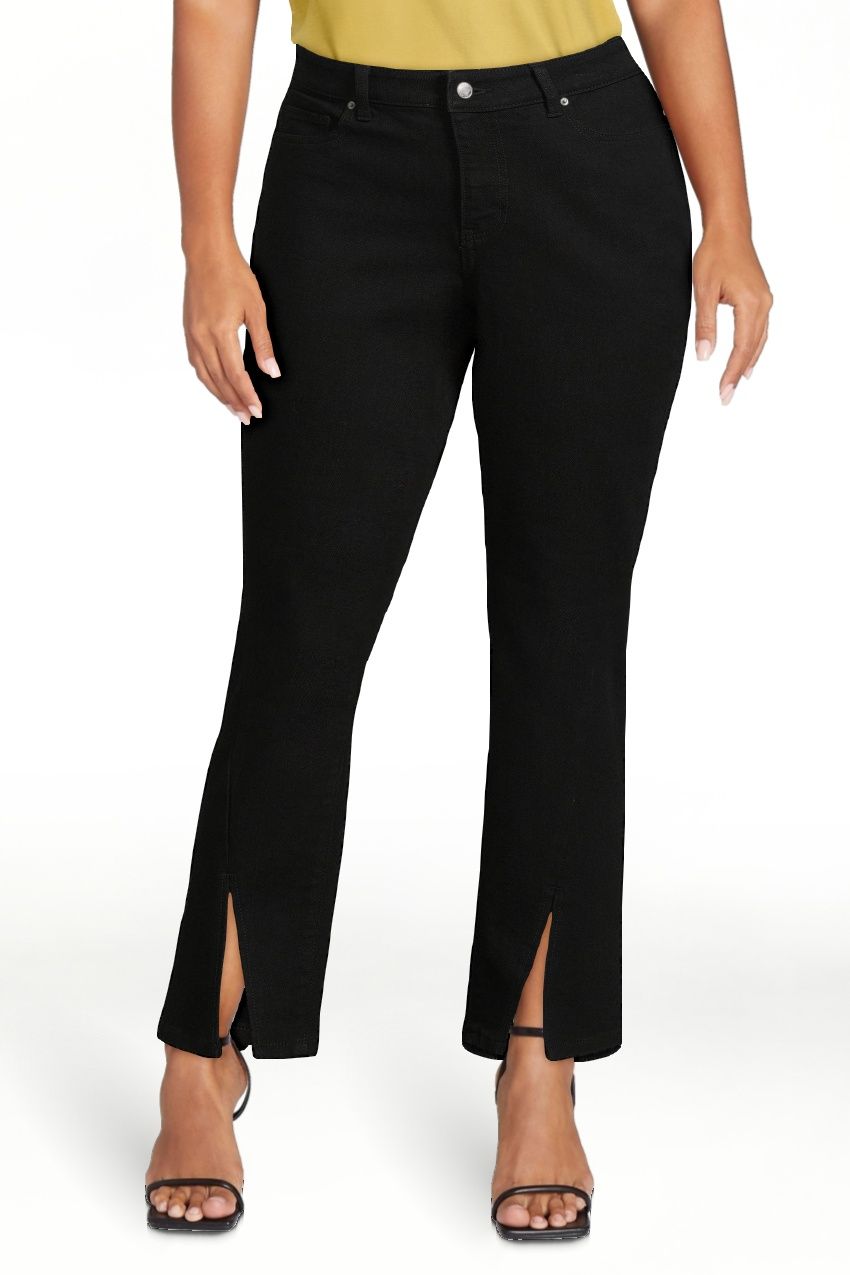 Time and Tru Women's Slit Hem Straight Leg Jeans, 28" Inseam for Regular, Sizes 2-20 - Walmart.co... | Walmart (US)