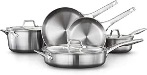 Calphalon 8-Piece Pots and Pans Set, Stainless Steel Kitchen Cookware with Stay-Cool Handles, Dis... | Amazon (US)