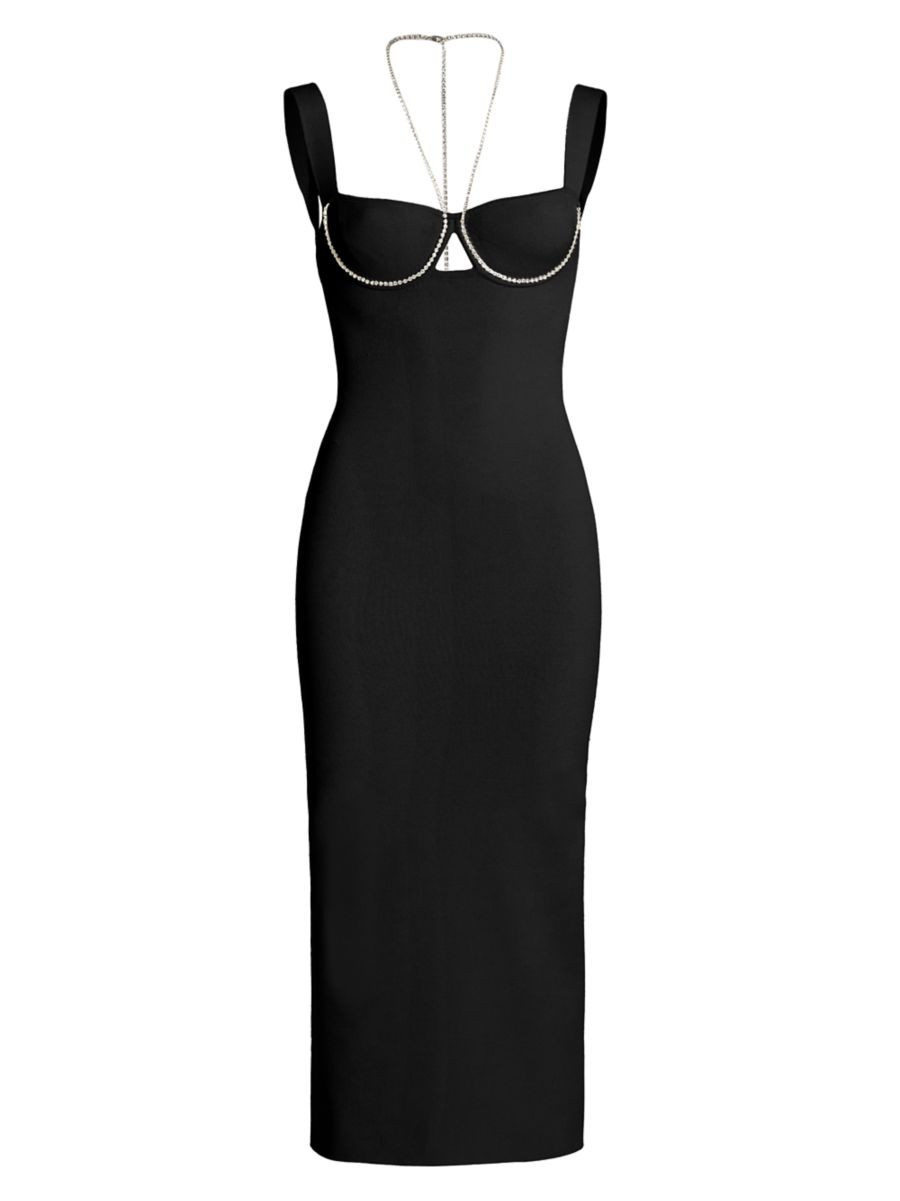 Celeste Crystal Chain Midi-Dress | Saks Fifth Avenue