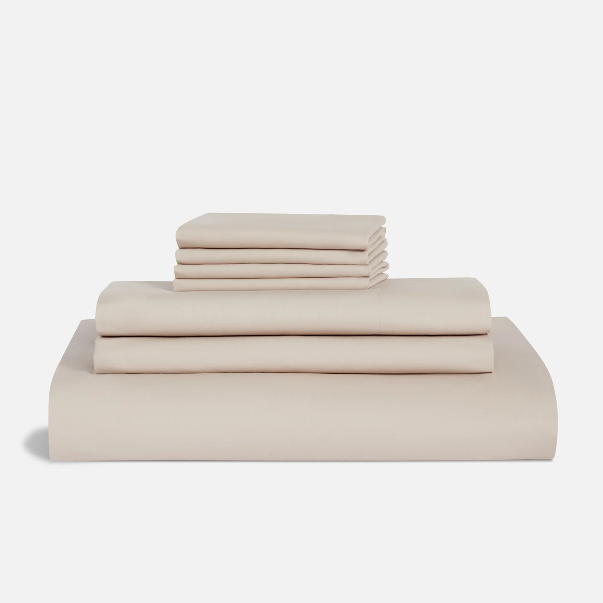 Brooklinen Luxe Sateen Hardcore Sheet Bundle size Full in Pebble | Brooklinen