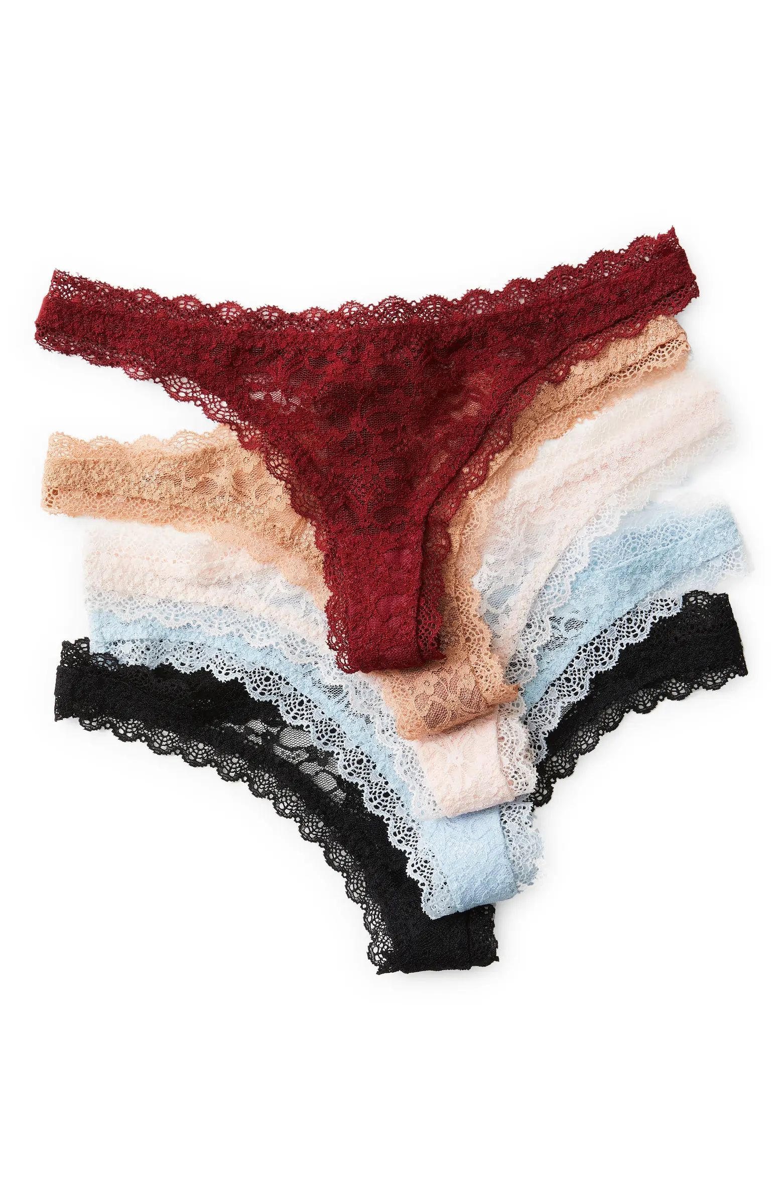 Free People Intimately FP Assorted 5-Pack Lace Thongs | Nordstrom | Nordstrom