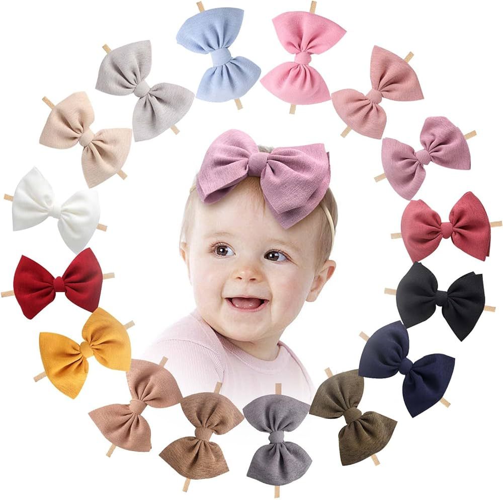 YanJie 4.5'' Baby Girls Soft Nylon Headbands Newborn Bows Handmade Hairbands Hair Accessories for... | Amazon (US)