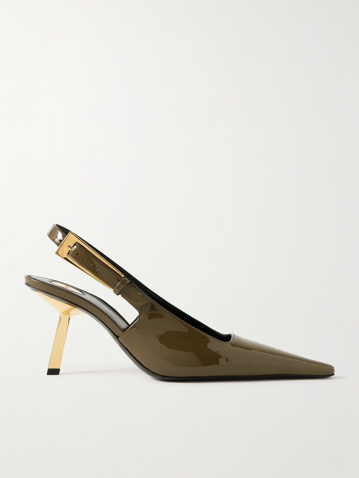 SAINT LAURENT - Lee Patent-leather Slingback Pumps - Green | NET-A-PORTER (US)