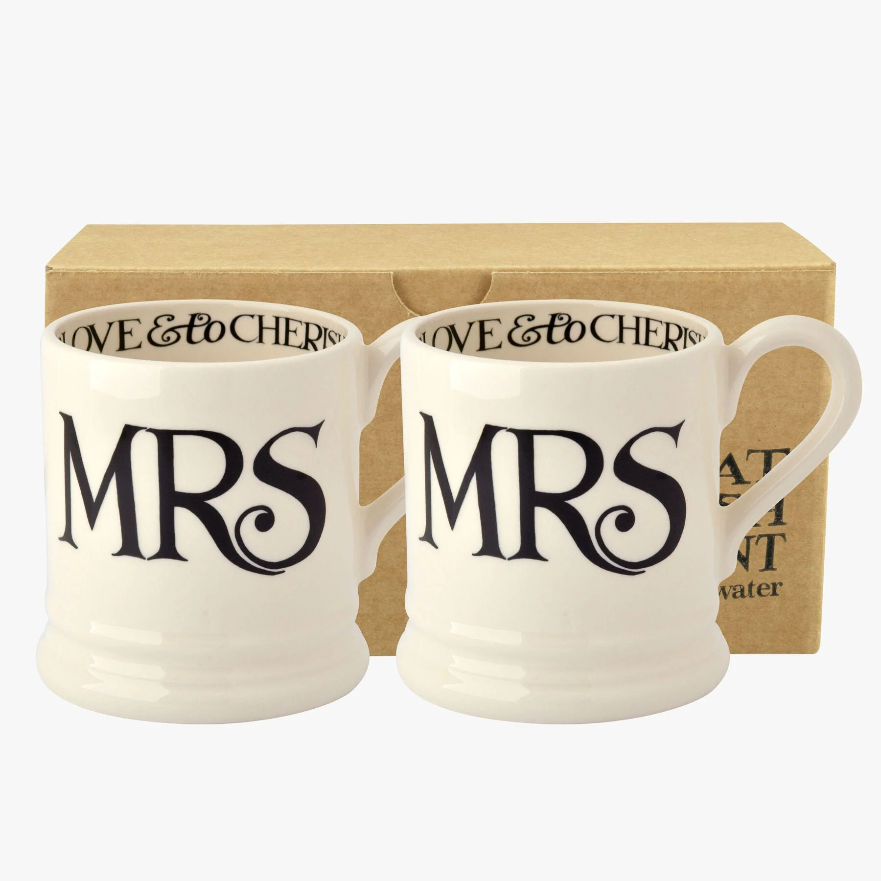 Black Toast 'Mrs & Mrs' Set of 2 1/2 Pint Mugs Boxed | Emma Bridgewater (UK)