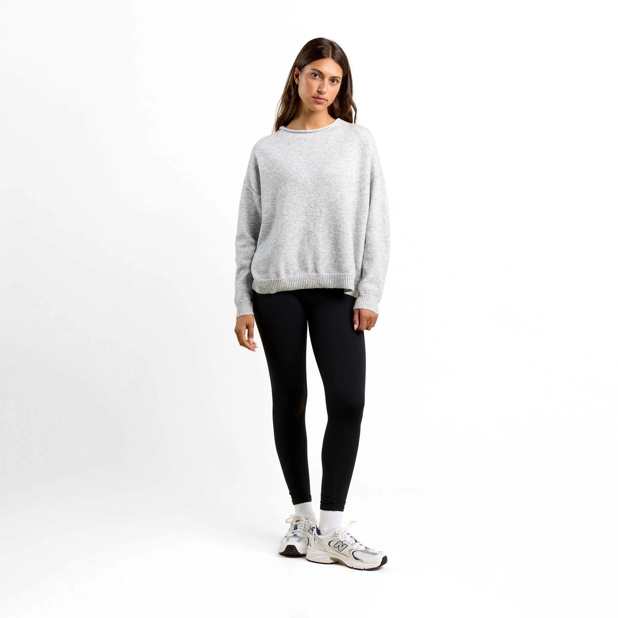 Cozy Knit Mock Neck Sweater | Heather Grey | Nuuds US
