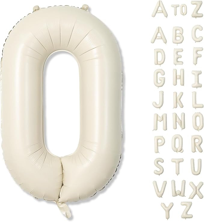 40 Inch Custom Letter Balloons, Giant Alphabet O Foil Name Balloons Cream White, Mylar Self Infla... | Amazon (US)