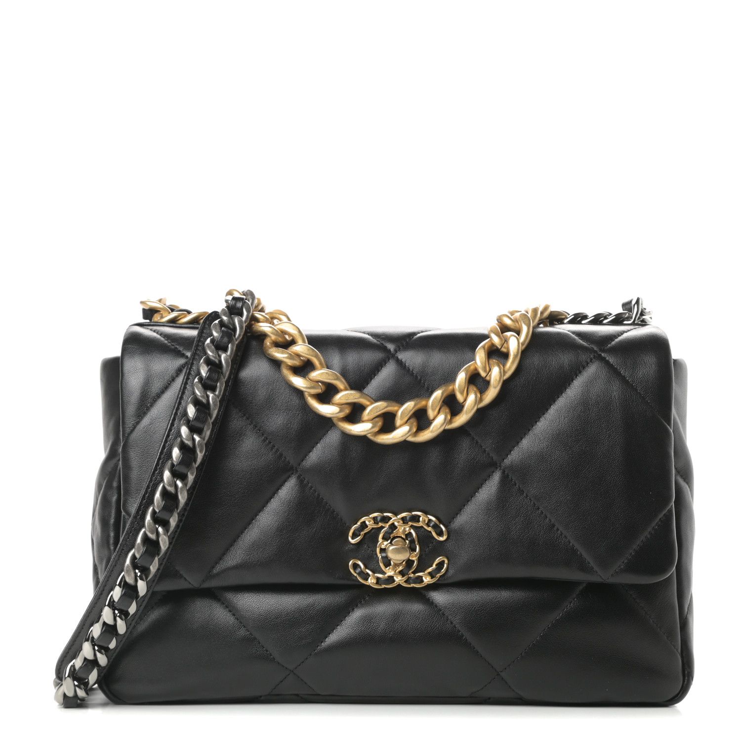 Lambskin Quilted Large Chanel 19 Flap Black | Fashionphile