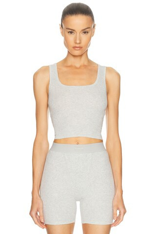 SKIMS Cotton Rib Tank Top in Grey | FWRD 