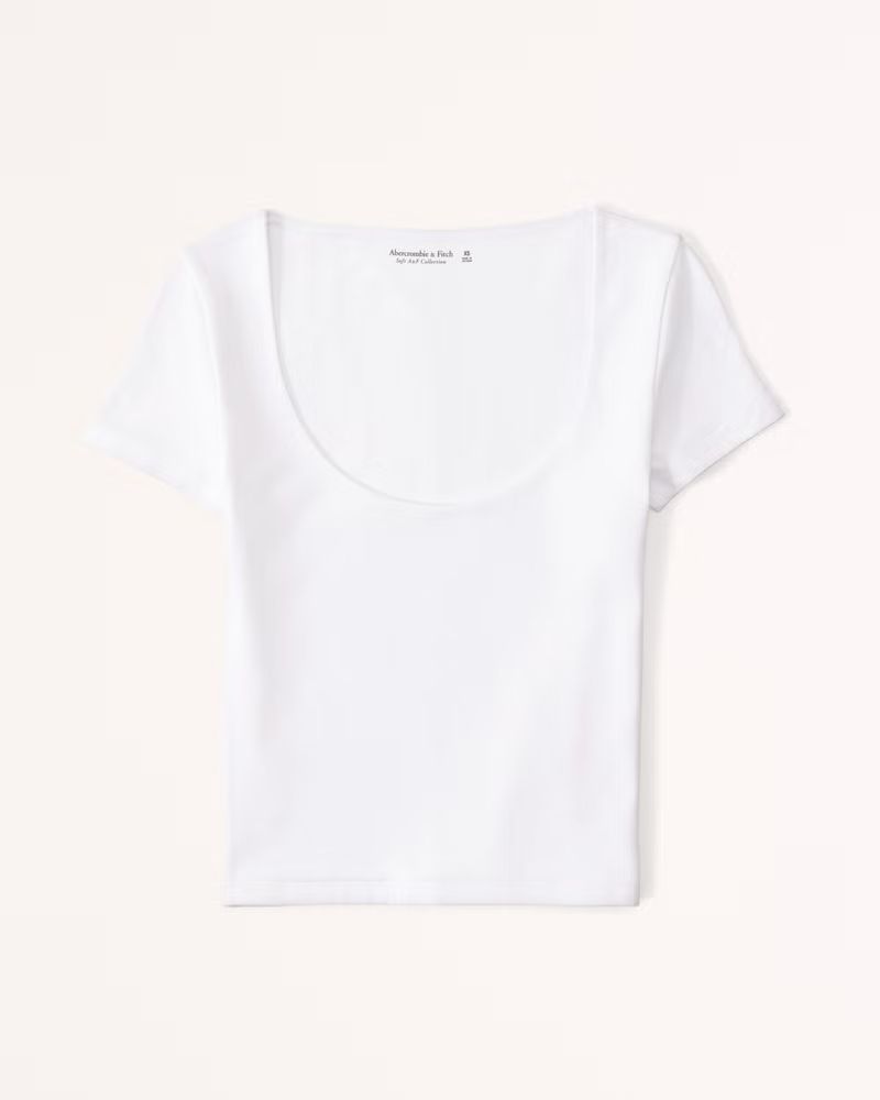 Short-Sleeve Cotton Seamless Fabric Scoopneck Top | Abercrombie & Fitch (US)