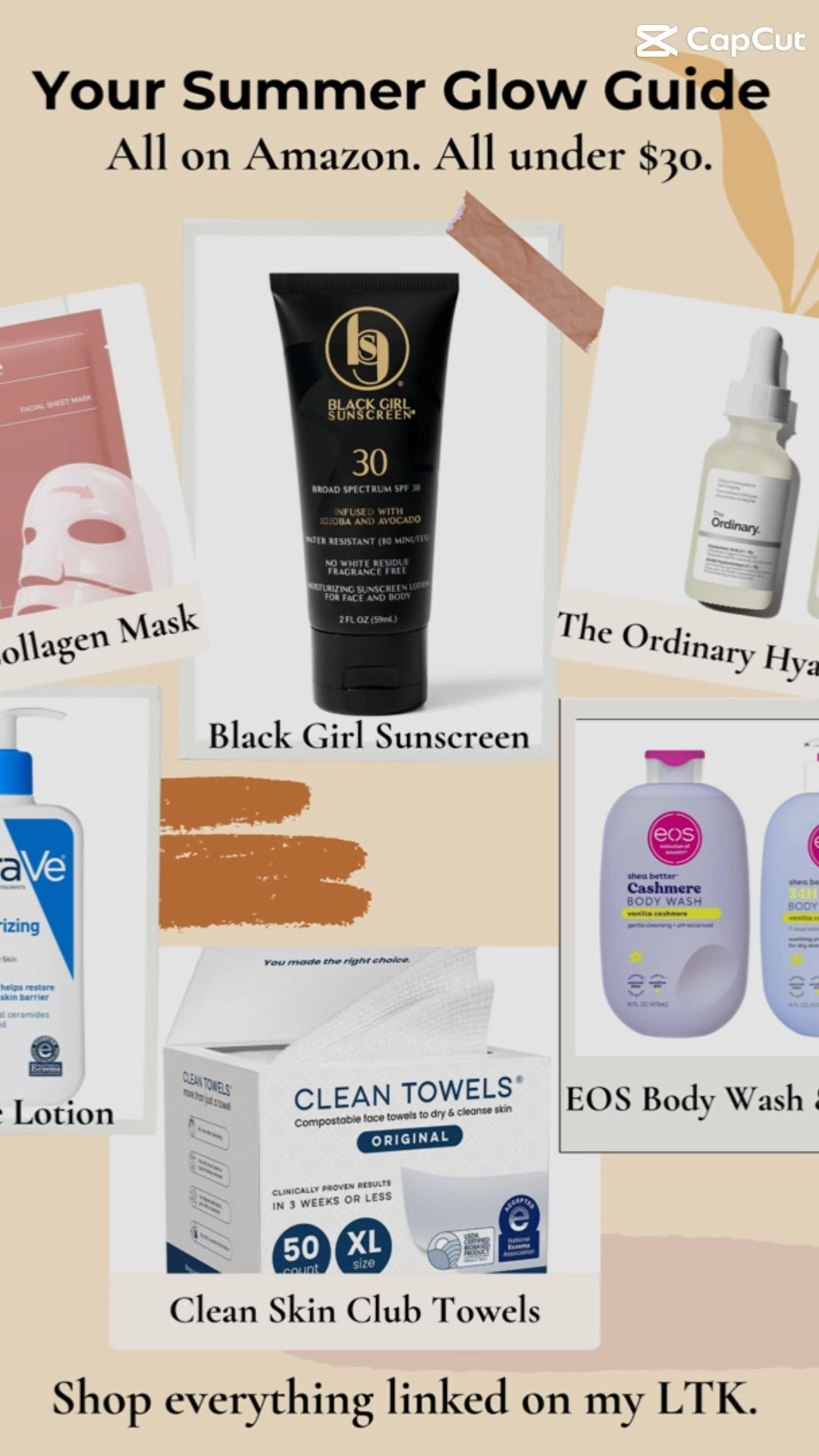 Summer Glow Guide, The Amazon Skin Care Finds You Need Right Now. 💯
Your summer skin care routine just got a serious upgrade and your wallet is going to thank you. I curated my favorite Amazon beauty finds that are hot right now and every single one of them is under thirty dollars. These are not random picks, these are the products that are showing up everywhere for good reason and I have either used them personally or researched them thoroughly so you do not have to do the scrolling.
Starting at the top with Black Girl Sunscreen because SPF is non negotiable this summer especially for melanated skin‼️This formula goes on smooth with no white cast and no greasy finish which is everything we have been asking for.
The Biodance Bio Collagen Mask is the overnight hydration treatment that has gone completely viral and for good reason. You wake up with skin that looks and feels completely different. The Ordinary Hyaluronic Acid pairs perfectly with it for an extra layer of deep hydration that keeps your skin plump and dewy all day.🥰
CeraVe Daily Moisturizing Lotion is a staple for a reason. Dermatologist recommended, fragrance free, and works on every skin type. If you do not have this in your routine already this is your sign.
EOS Shea Better Body Lotion and Body Wash in Vanilla Cashmere is the summer scent combination that has people stopping you to ask what you are wearing. Lightweight, non greasy, and the smell lasts all day.✔️
Clean Skin Club Clean Towels are the upgrade your face washing routine needs. Single use disposable towels that eliminate the bacteria buildup on traditional face cloths. A small change that makes a big difference especially for acne prone and sensitive skin.
Everything in this guide is linked and shoppable. Tap the products to shop directly and have everything at your door before the weekend. Your summer glow is waiting. 🌿☀️
#LTKfinds #LTKunder50 #LTKsummer #AmazonBeauty #SummerSkinCare #GlowGuide #BlackGirlSunscreen #AmazonFinds #SkinCareRoutine #SkincareFinds #SummerGlow

#LTKselfcare #LTKBeauty #LTKOver40