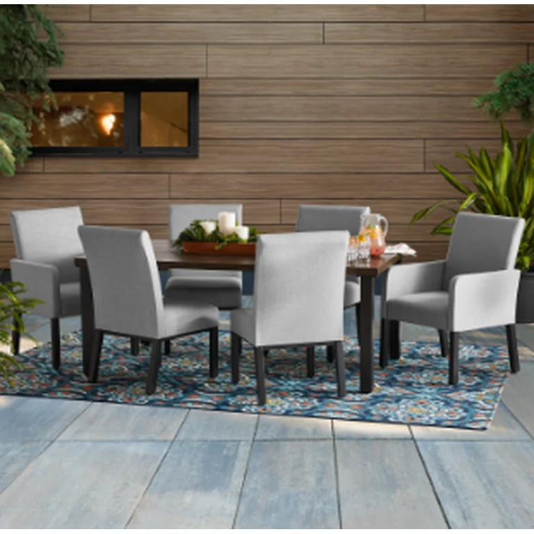 Better Homes & Gardens Ellington 7-Piece Upholstered Sling Outdoor Dining Set, Gray | Walmart (US)