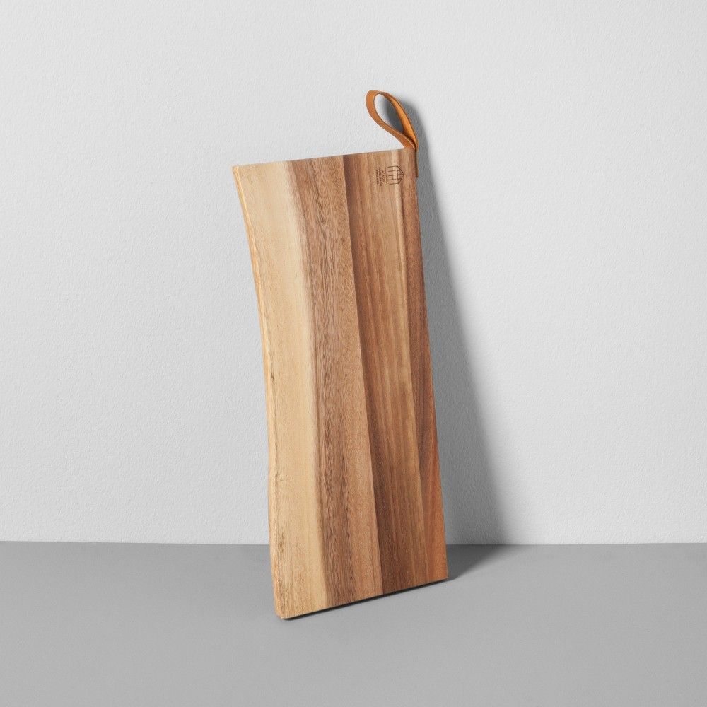 Live-Edge Acacia Cutting Board with Leather Handle Large - Hearth & Hand with Magnolia | Target