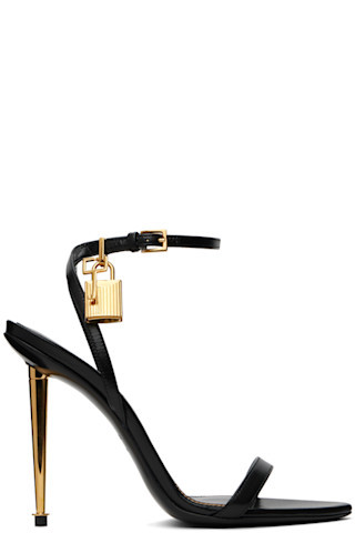 Black Padlock Pointy Naked Heeled Sandals | SSENSE