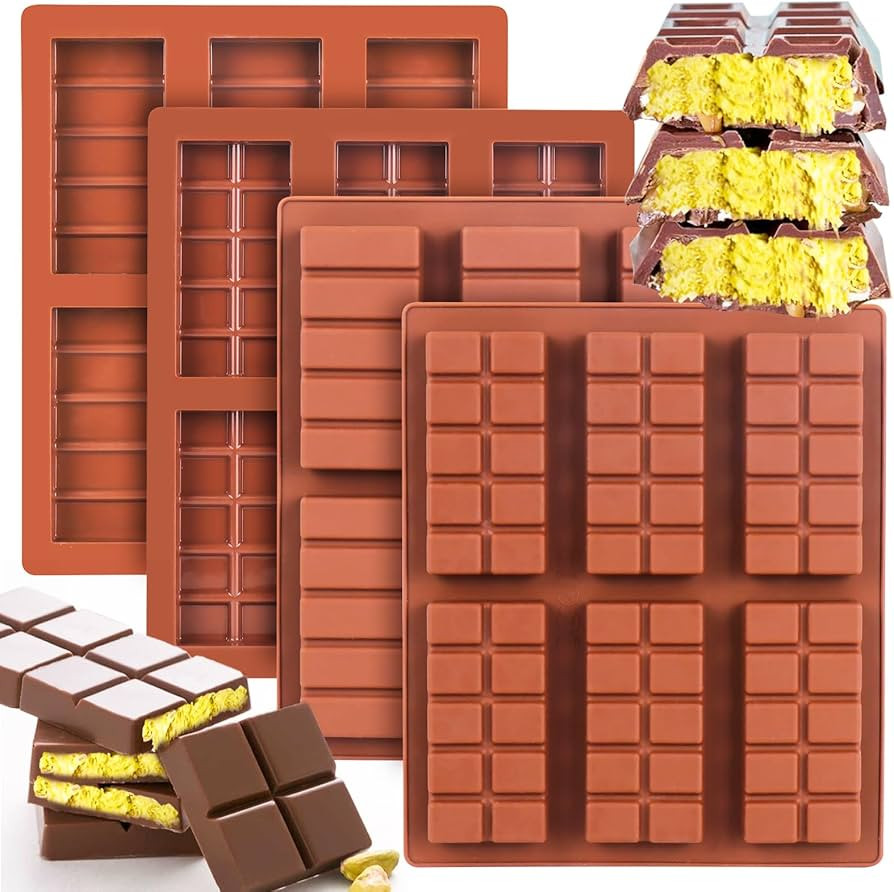 Palksky Chocolate Bar Mold Deep, 4Pcs Thick Chocolate Bar Mold Silicone, Stuffed Candy Bar Mold | Amazon (US)