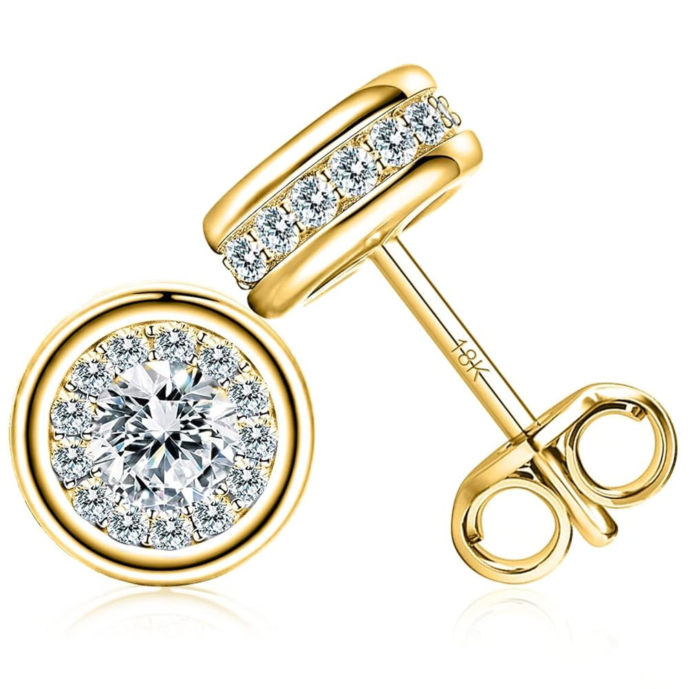 ESSIE ODILA Gold Studs Earrings for Women 18K Gold Earrings for Women Dainty Womens Earring Studs... | Amazon (US)