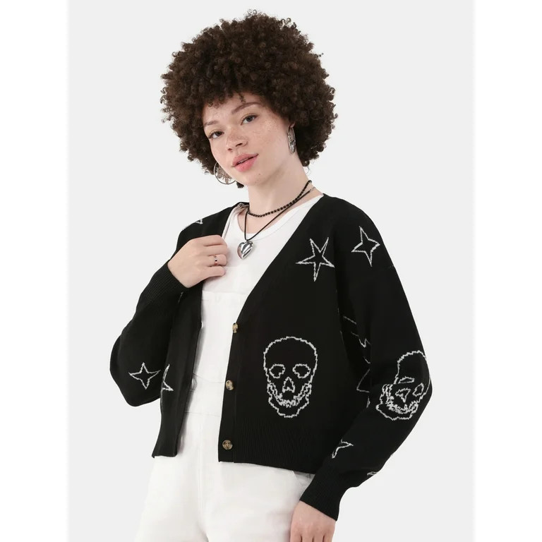 No Boundaries Novelty Cardigan, Women's and Women's Plus | Walmart (US)