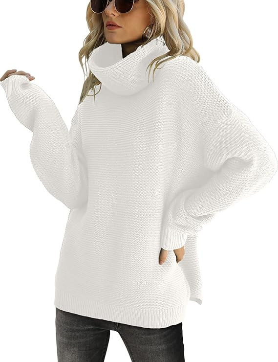 CHERFLY Womens Turtleneck Sweater Long Sleeve Knit Pullover Chunky Tops | Amazon (US)