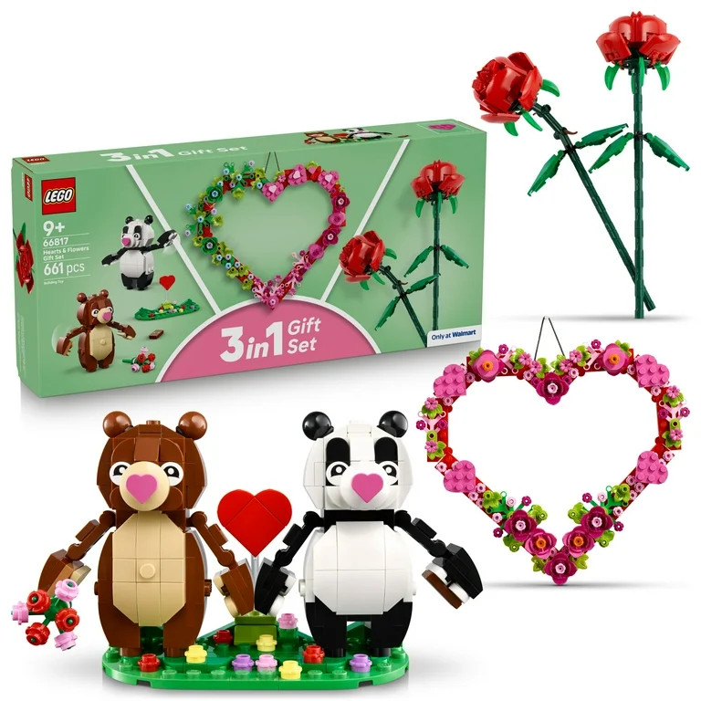 LEGO Hearts & Flowers Gift Set: Valentines Day Craft for Kids - Building Toys for Girls & Boys, A... | Walmart (US)