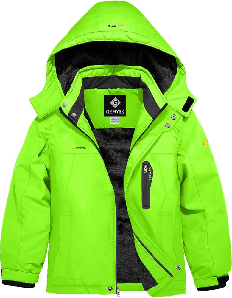 GEMYSE Boy's Waterproof Ski Snow Jacket Hooded Fleece Lined Windproof Winter Jacket | Amazon (US)