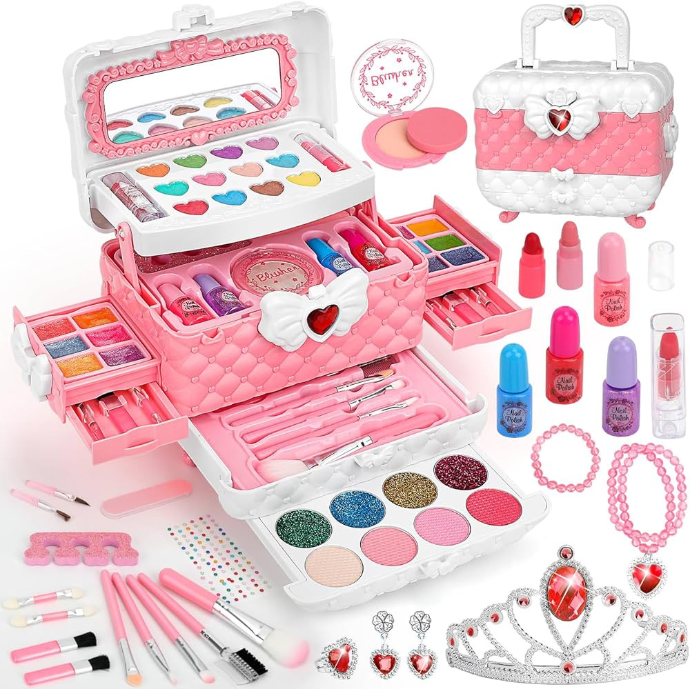 Kids Makeup Kit for Girl Toys, 60PCS Teensymic Toys for Girls Real Washable Makeup Girls Princess... | Amazon (US)
