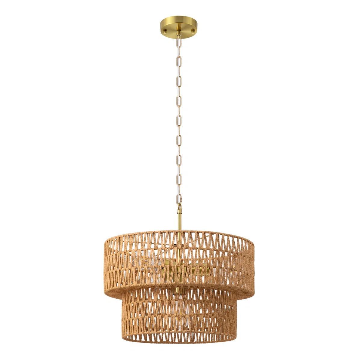 4 - Light 17.7"  Hand-Woven Rattan Drum Chandelier | Wayfair North America