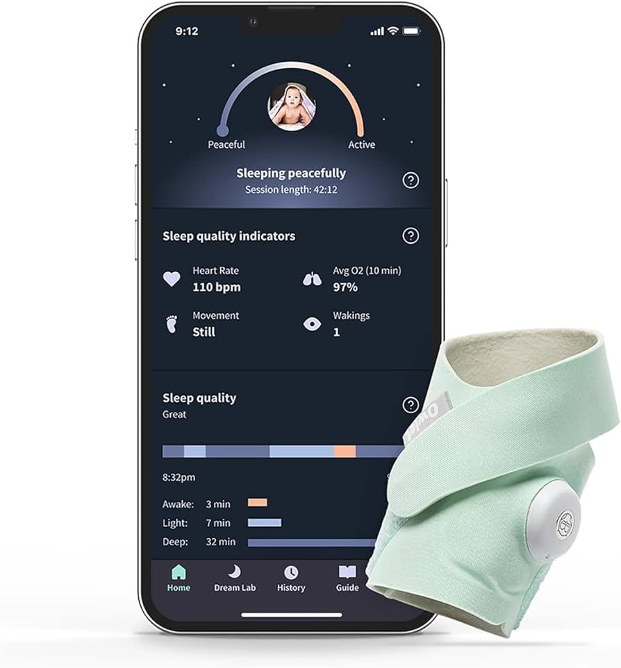 Owlet Dream Sock - Smart Baby Monitor - Foot Sensor to Track Heartbeat and Oxygen O2 Levels in In... | Amazon (US)