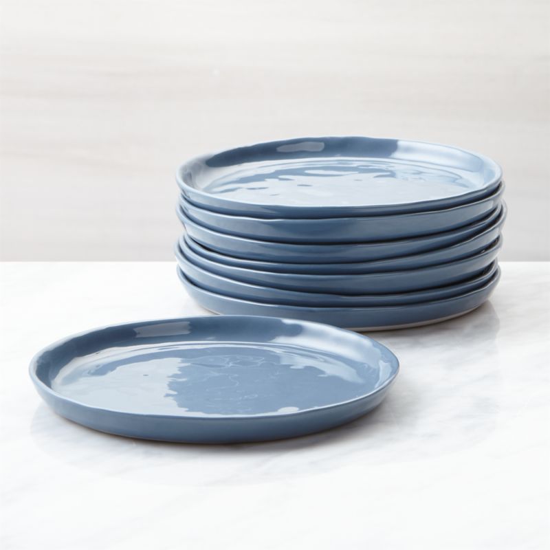 Mercer Denim Appetizer Plates, Set of 8 | Crate and Barrel | Crate & Barrel