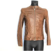 Brown Leather Jacket Women Medium 90S Italian Zip-Up Biker Style | Etsy (US)