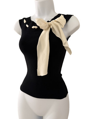 vintage y2k 2000s Bebe black camisole tank top silk bow small | eBay CA