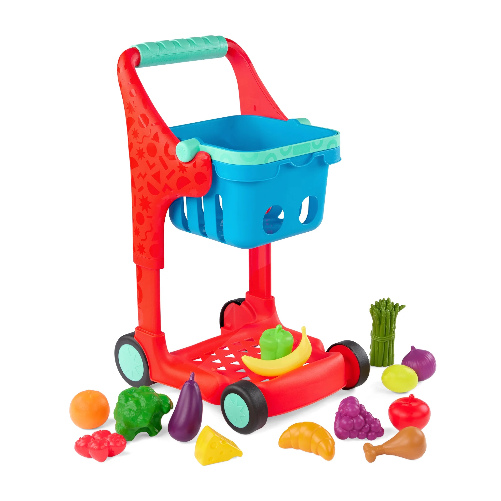 Battat Shop n’ Stroll Shopping Cart & Grocery Supermarket Plastic Playset with Pretend Food for... | Walmart (US)