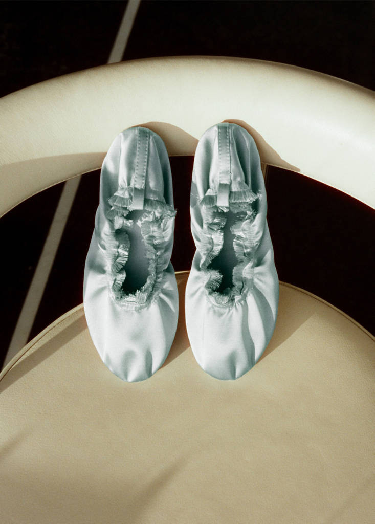 Satin ballet flats with elastic blue - Women - 5 - MANGO | MANGO (UK)