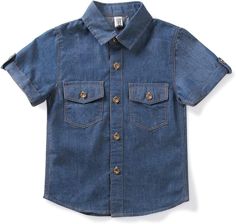 OCHENTA Boys' Short Sleeve Button Down Shirts Lightweight Denim Western Tops | Amazon (US)