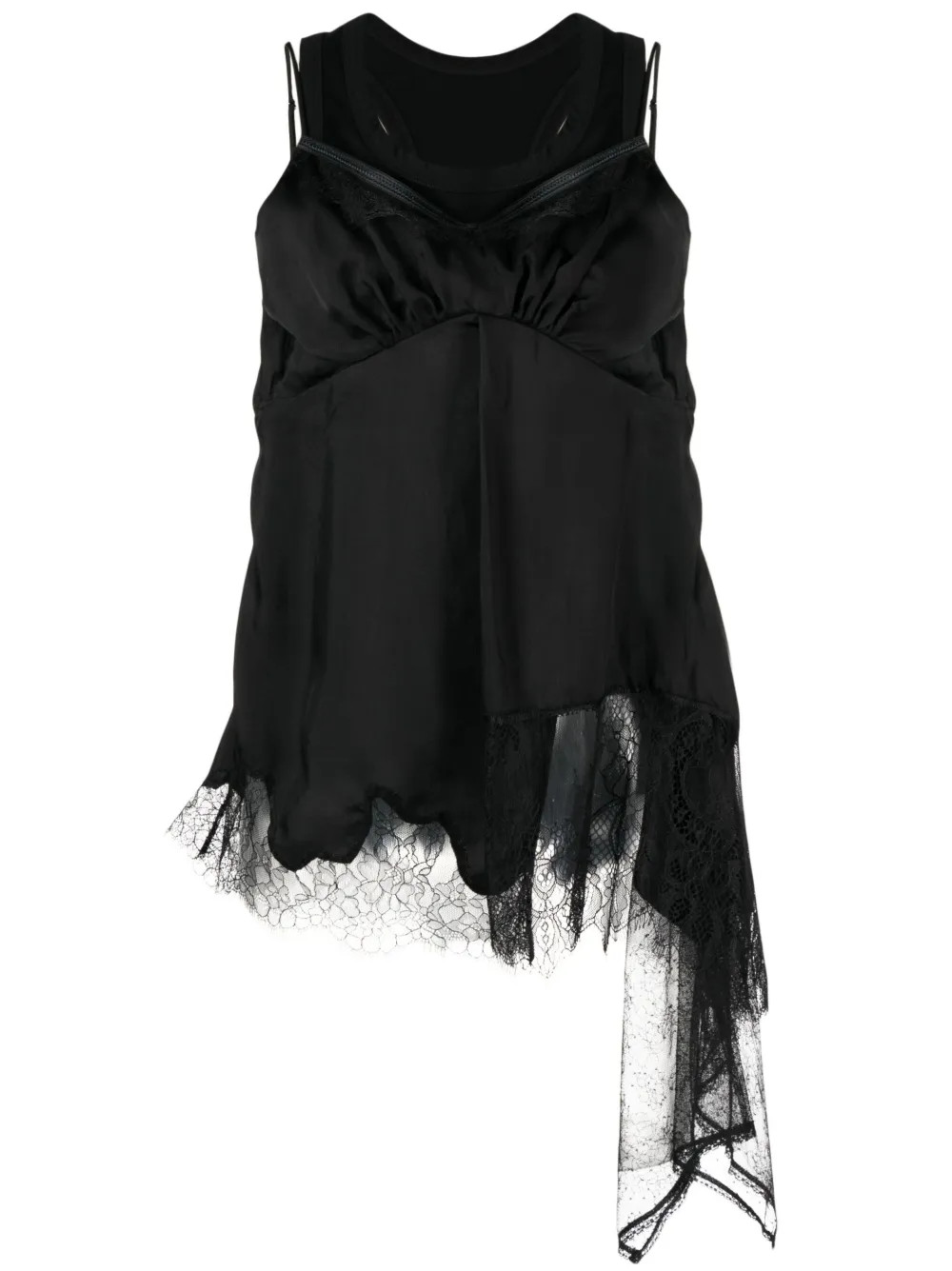 lace-trimmed double-layer camisole | Farfetch Global