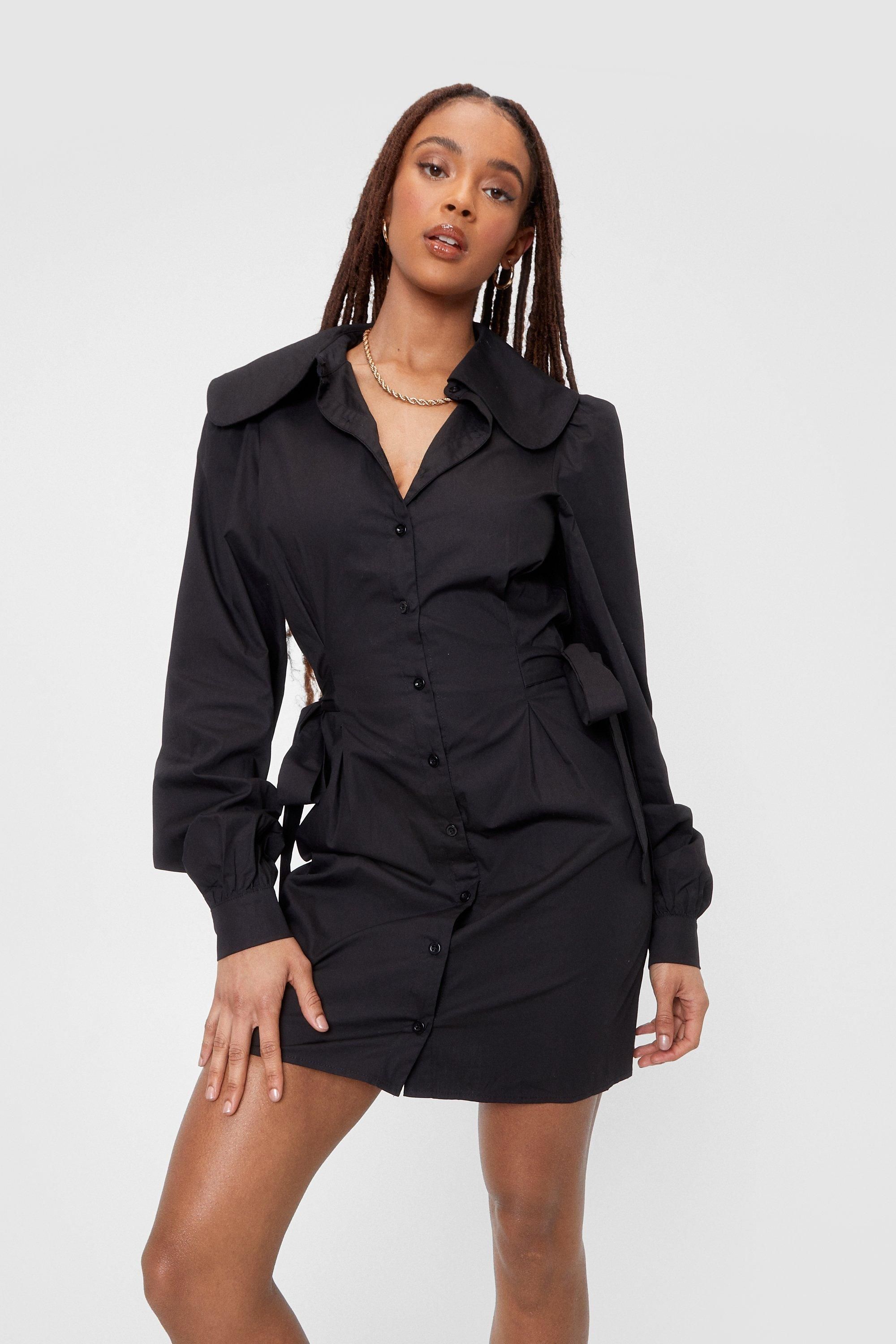 Collar Tie Side Mini Shirt Dress | Nasty Gal (US)