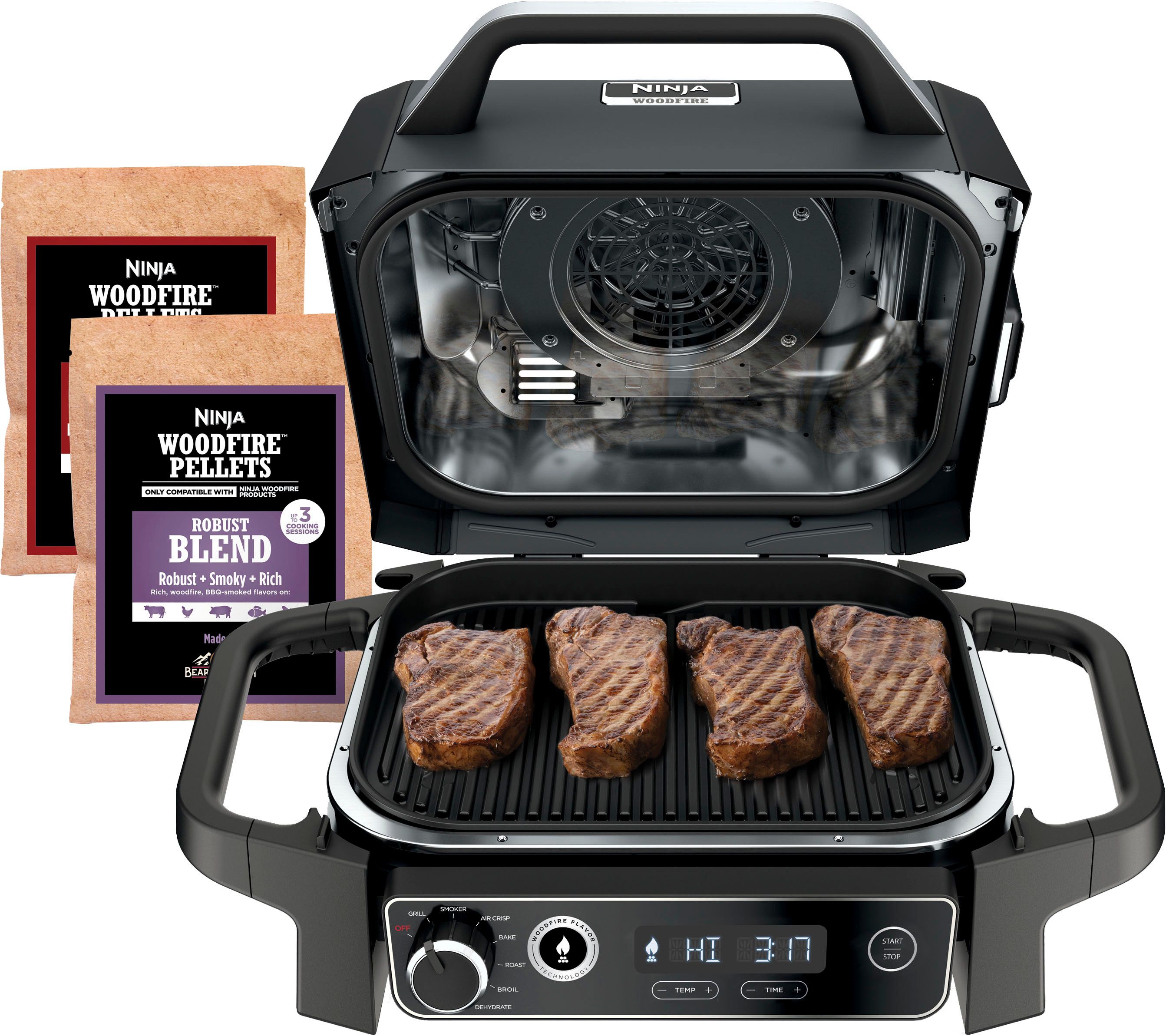 Ninja Woodfire Outdoor Grill & Smoker, 7-in-1 Master Grill, BBQ Smoker, & Outdoor Air Fryer with ... | Best Buy U.S.