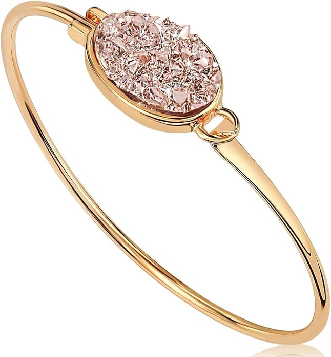 Humble Chic Simulated Druzy Cuff Bracelets for Women - Boho Stackable Bangle Bracelet, Plated in ... | Amazon (US)