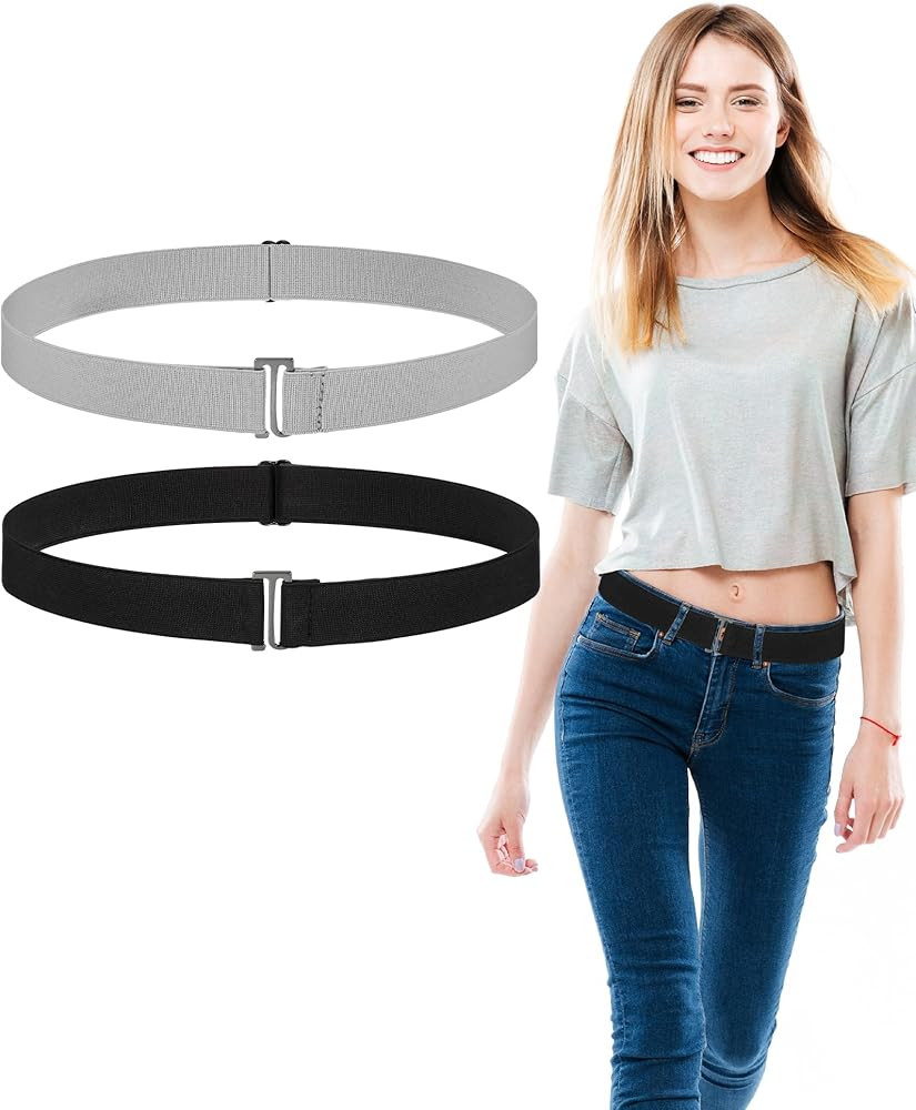 SATINIOR 2/3/4 Pack Women Elastic Stretch Belt Invisible Belts with Flat Buckle for Jeans Pants D... | Amazon (US)