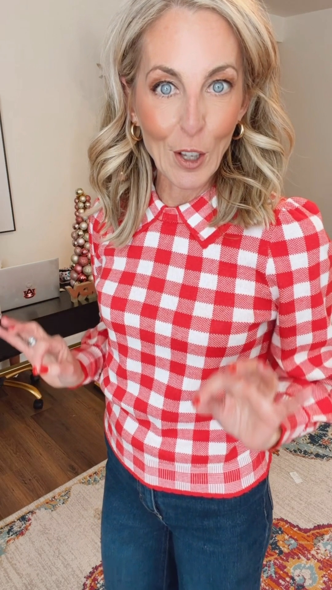 This new Free Assembly collared sweater brings just the right whisper of structure without sacrificing comfort 🤍 Cozy, soft, and delightfully different, it features subtle puff sleeves, a classic crew neckline, and the sweetest scalloped details. I love it styled here with my favorite jeans, but it also pairs perfectly with the matching skirt for an easy elevated look. I’m wearing a size XS, and it’s under $30 — truly one of those pieces you’ll reach for again and again.

#LTKmomlife #LTKHoliday #LTKootd