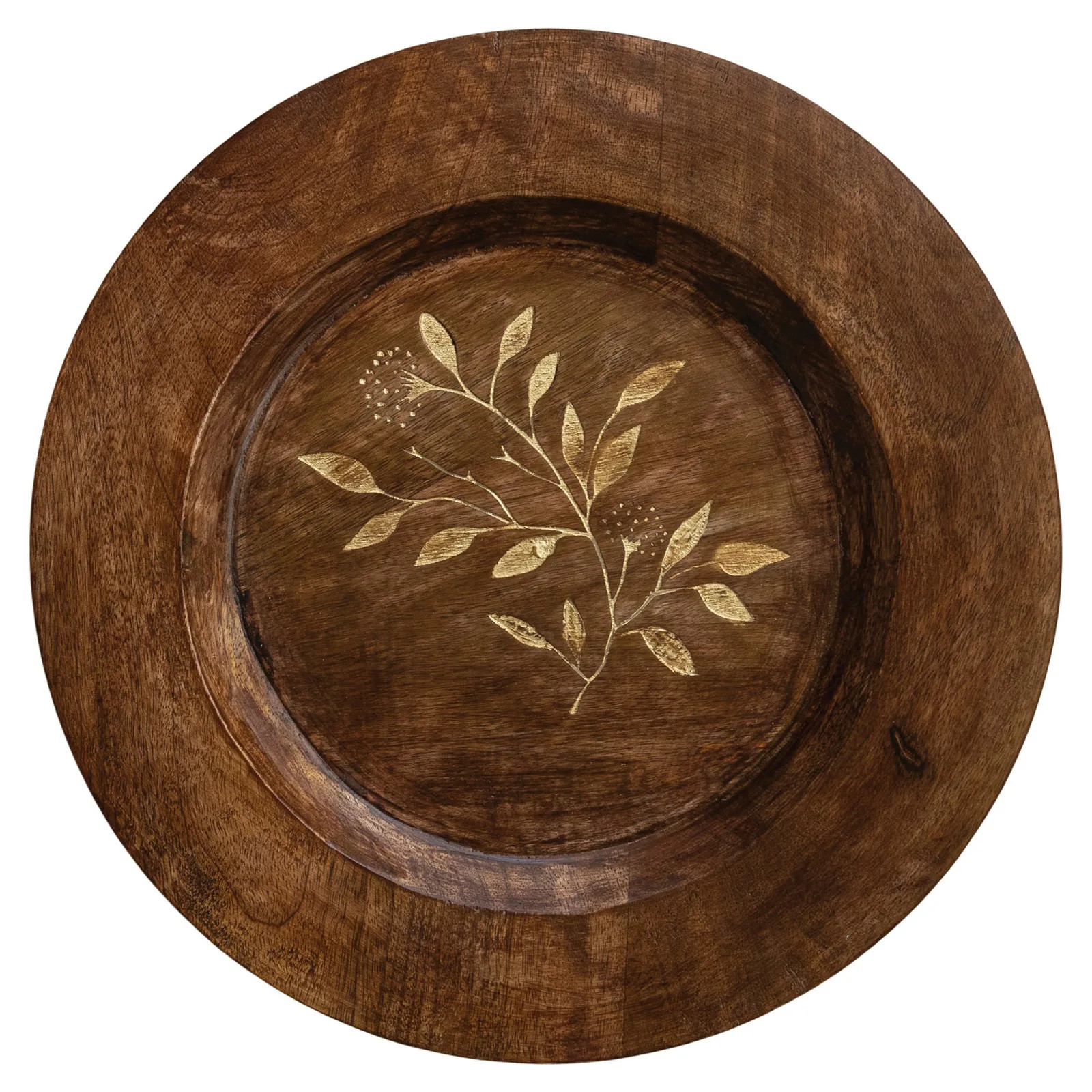 Juliet French Country Natural Mango Wood Round Botanical Tray | Kathy Kuo Home