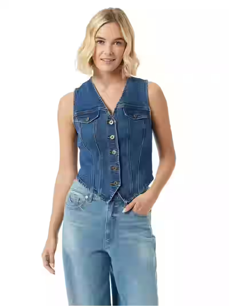 Jessica Simpson Women's and Women's Plus Denim Vest, Sizes XS-5X - Walmart.com | Walmart (US)