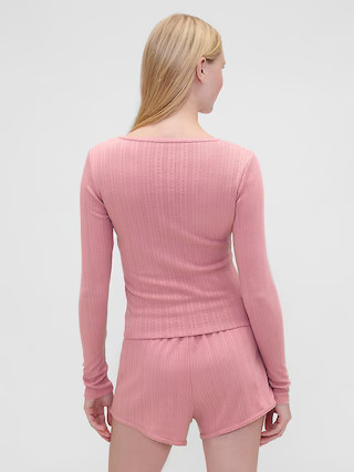 Gap × Summer Fridays Pointelle Henley PJ Top | Gap (US)