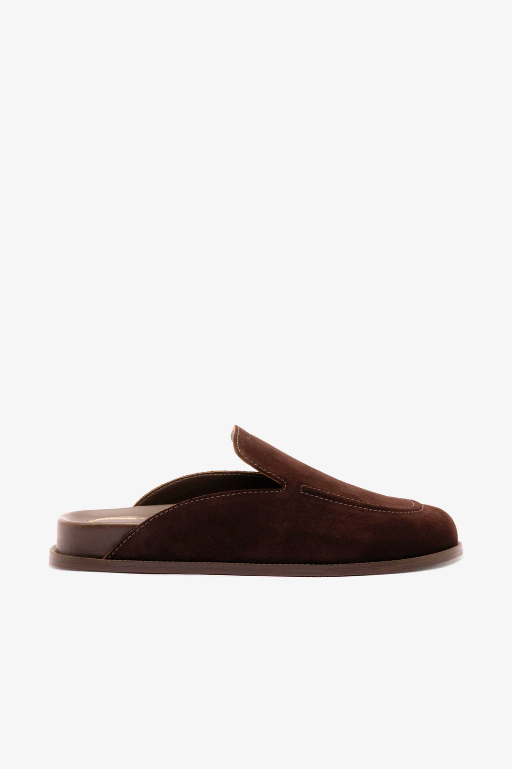 Larroudé x Parke Clog In Brown Suede | Larroude